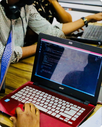 Team working on laptops